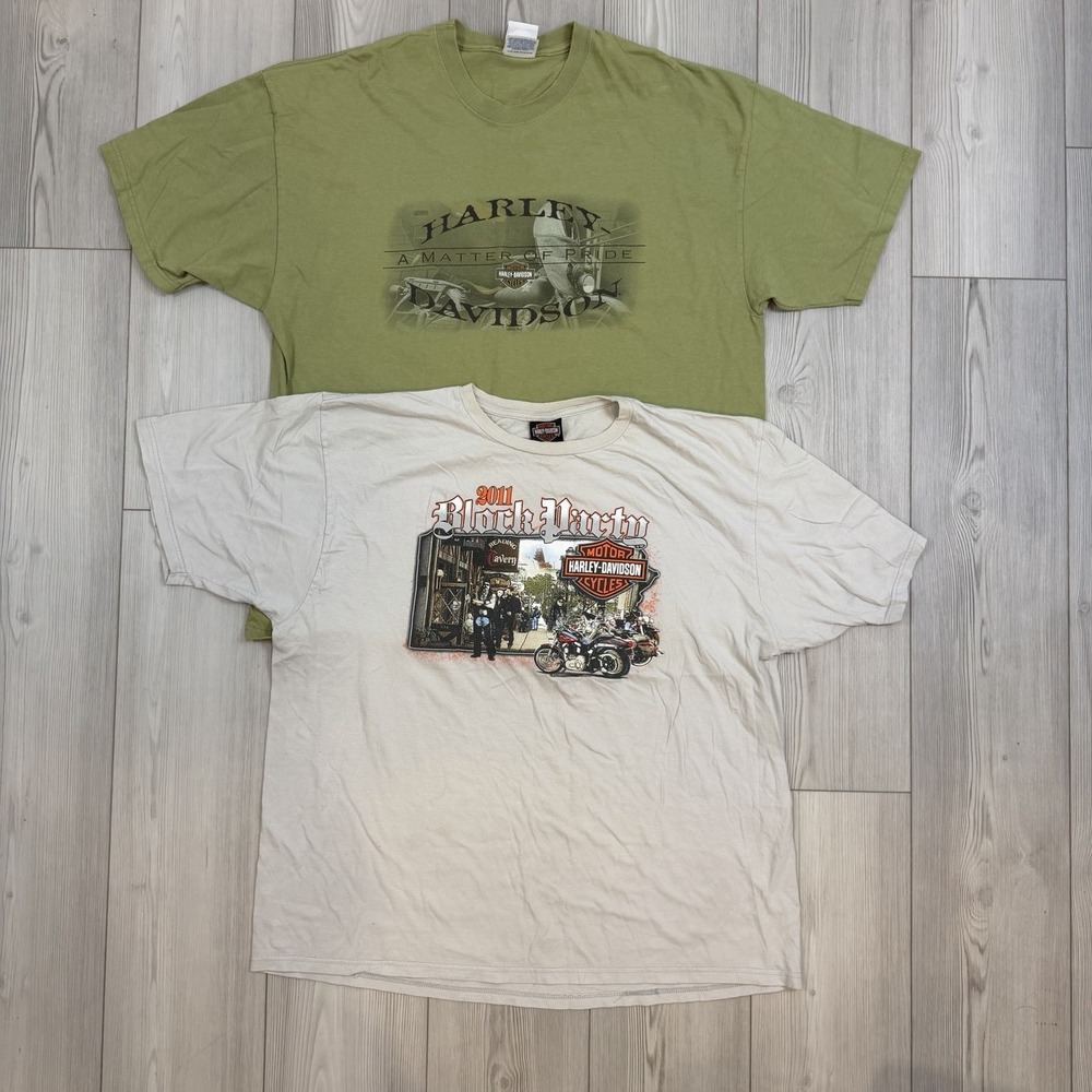 Lot Of 2 Harley Davidson‎ Men's 2XL Graphic Short Sleeve Shirts Reading Wyoming